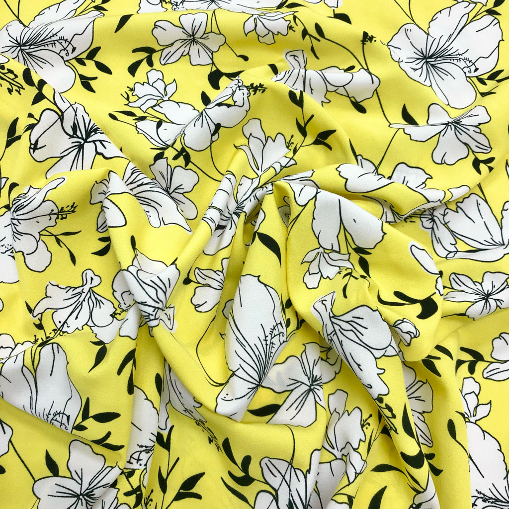 Large Flower Fields Crepe Fabric