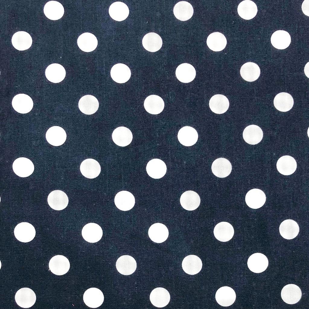 20mm White Polka Dot Cotton Canvas Fabric - Pound Fabrics