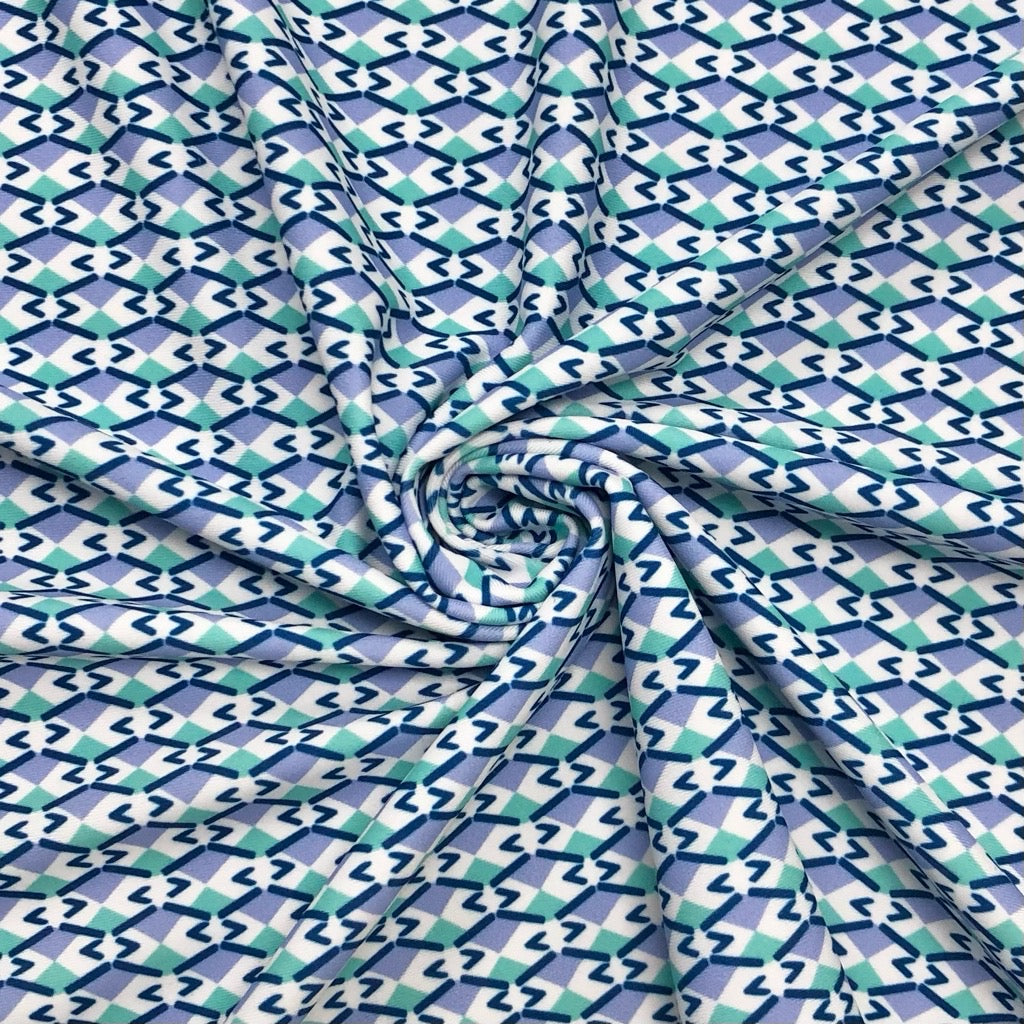 Lilac and Green Patterns Lycra Spandex Fabric