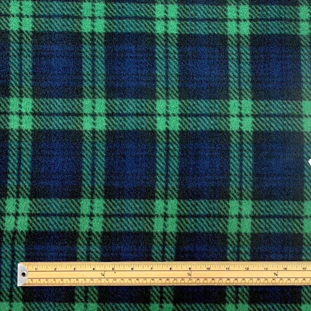 Blue and Green Check Polar Fleece Fabric (6553743851543)