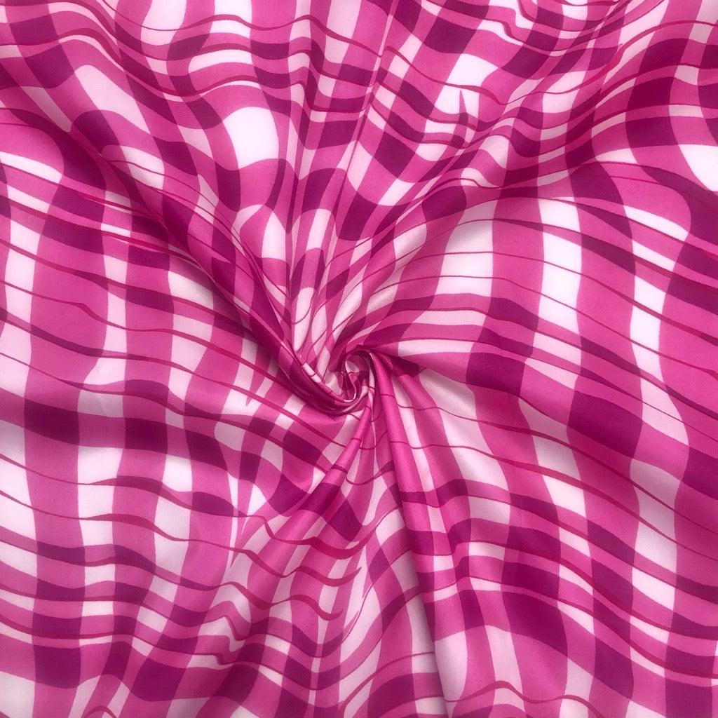 Abstract Pink Waves Water Resistant Fabric - 3 metres for £3 - Pound Fabrics