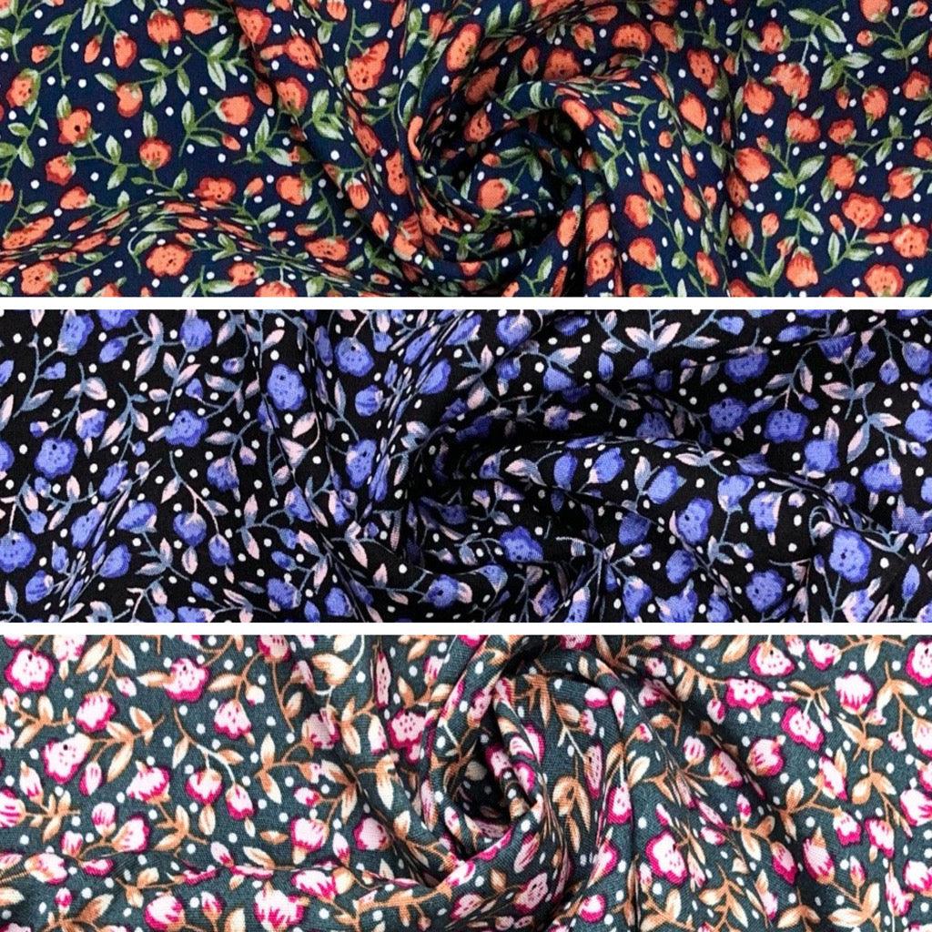 Tiny Floral Viscose Challis Fabric - Pound Fabrics