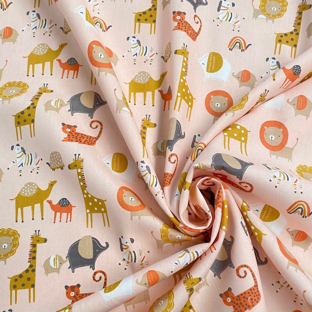 Safari Animals Organic Cotton Poplin Fabric (6565552717847)