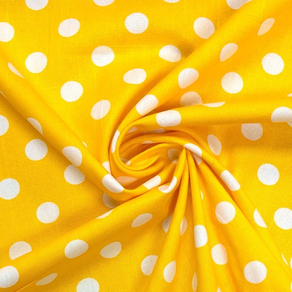 15mm White Polka Dot Cotton Canvas Fabric - Pound Fabrics