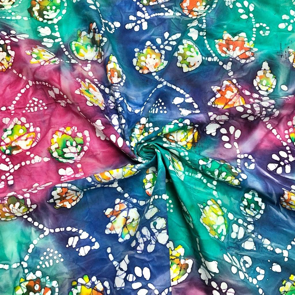 Abstract Floral Cotton Batik Fabric - John Louden - Pound Fabrics