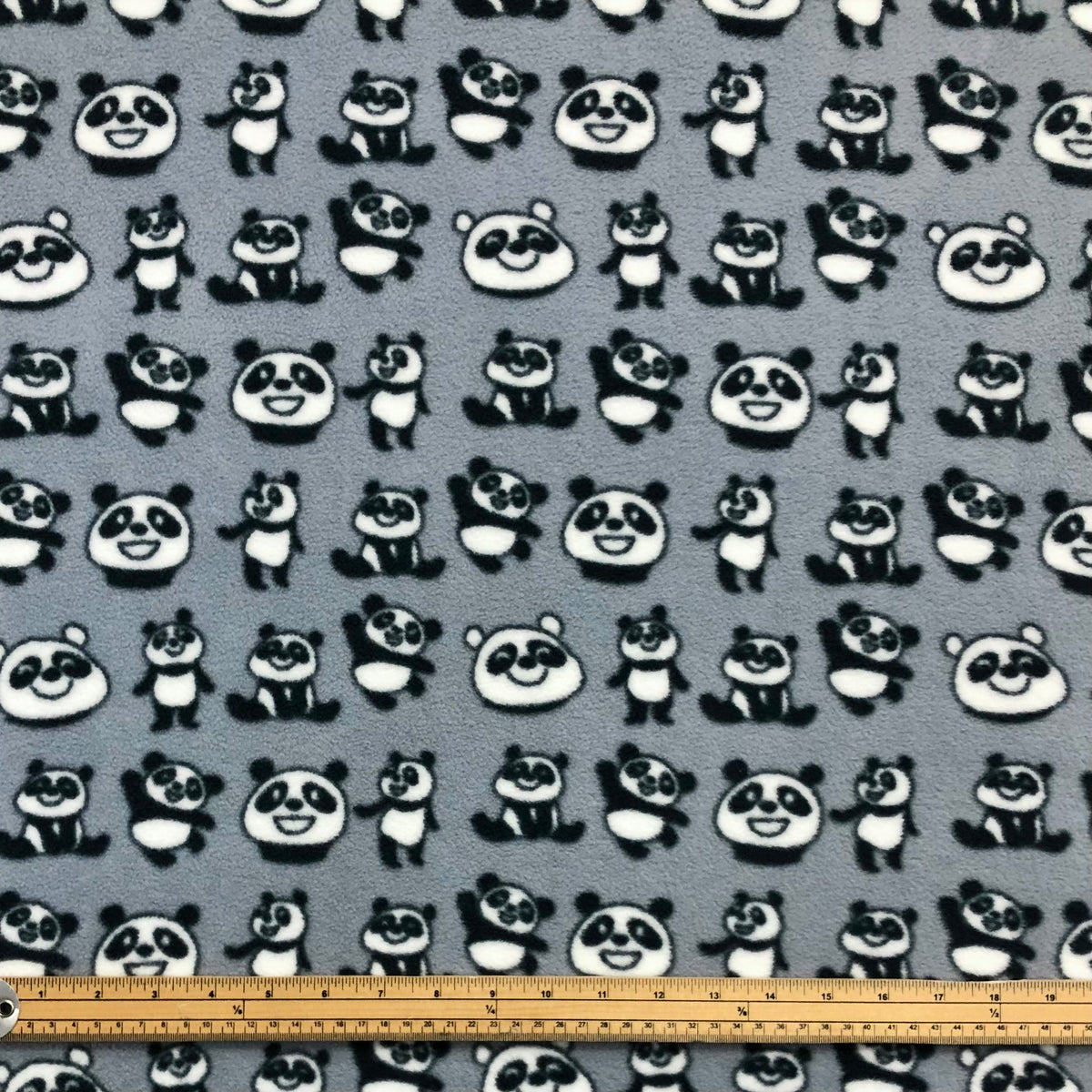 Grey Panda Anti Pill Polar Fleece Fabric
