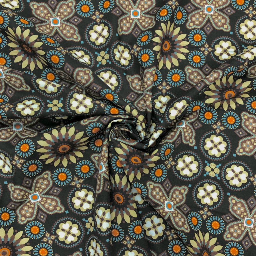Brown Mosaic Cotton Poplin Fabric - 58" wide - Pound Fabrics