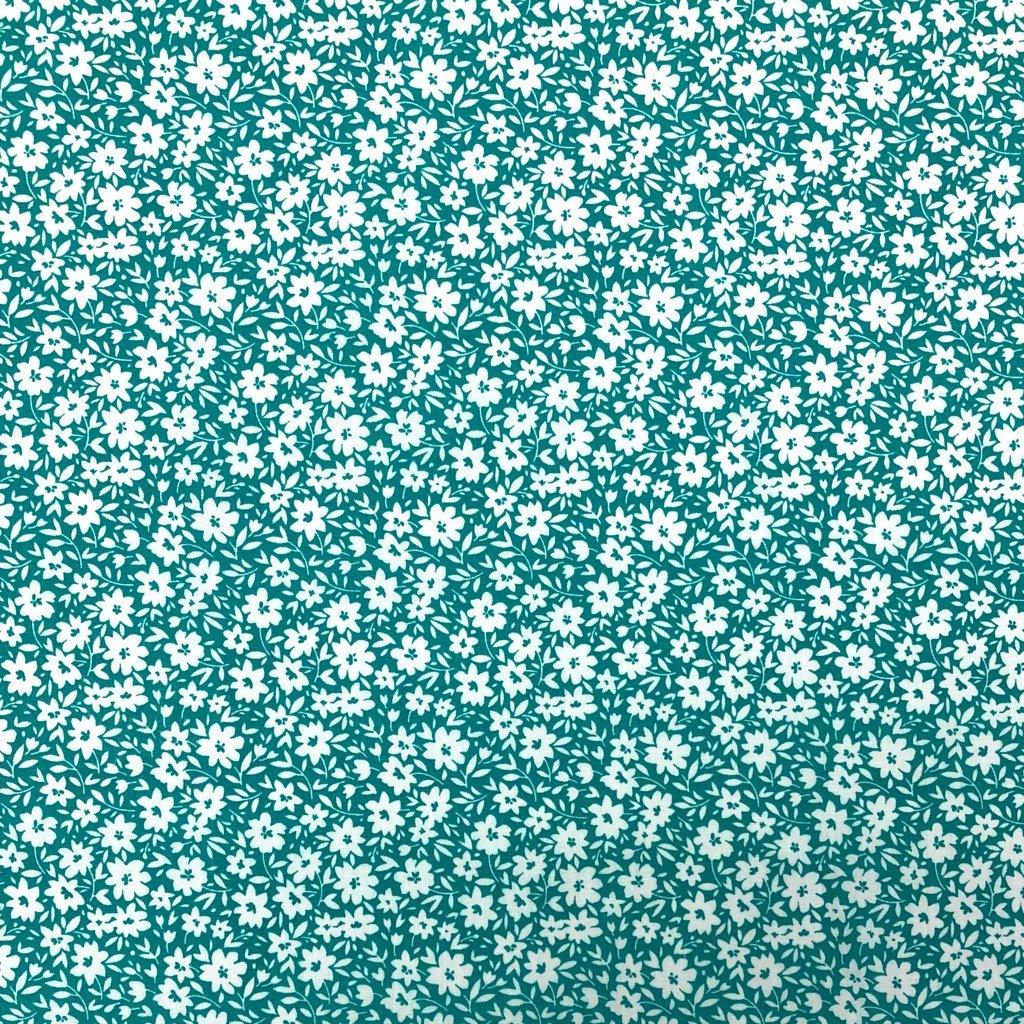 White Ditsy Floral Polycotton Fabric - Pound Fabrics