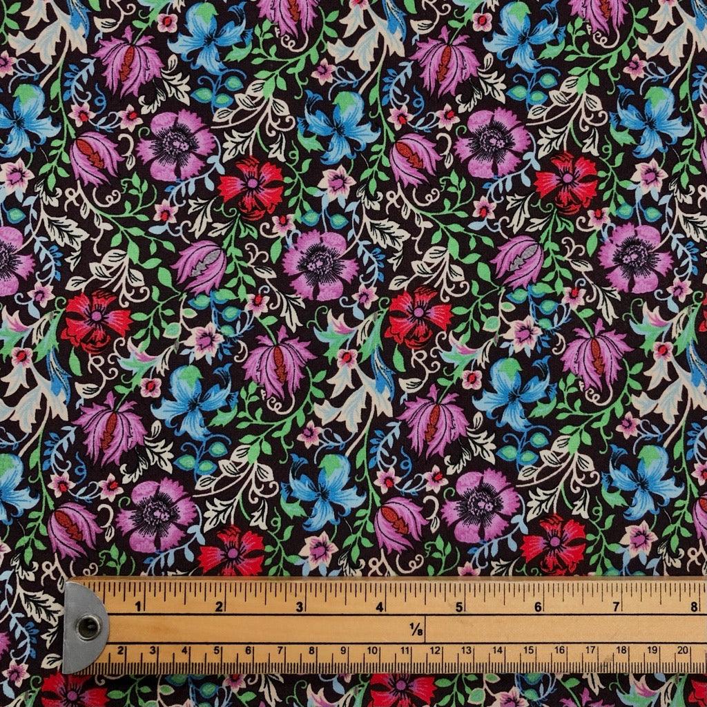 Purple Floral Ecovero Viscose Fabric - Pound Fabrics