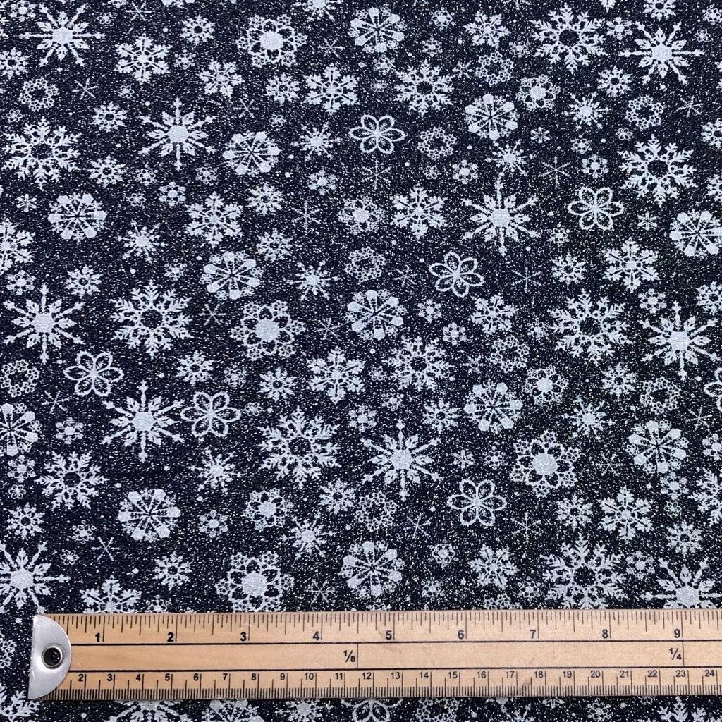 Glitter Foil Snowflakes Christmas Cotton Fabric - John Louden - Pound Fabrics