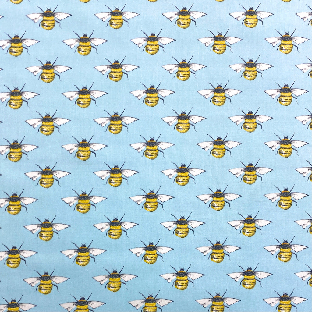 Uniform Bumble Bees Rose &amp; Hubble Cotton Poplin Fabric - Pound Fabrics