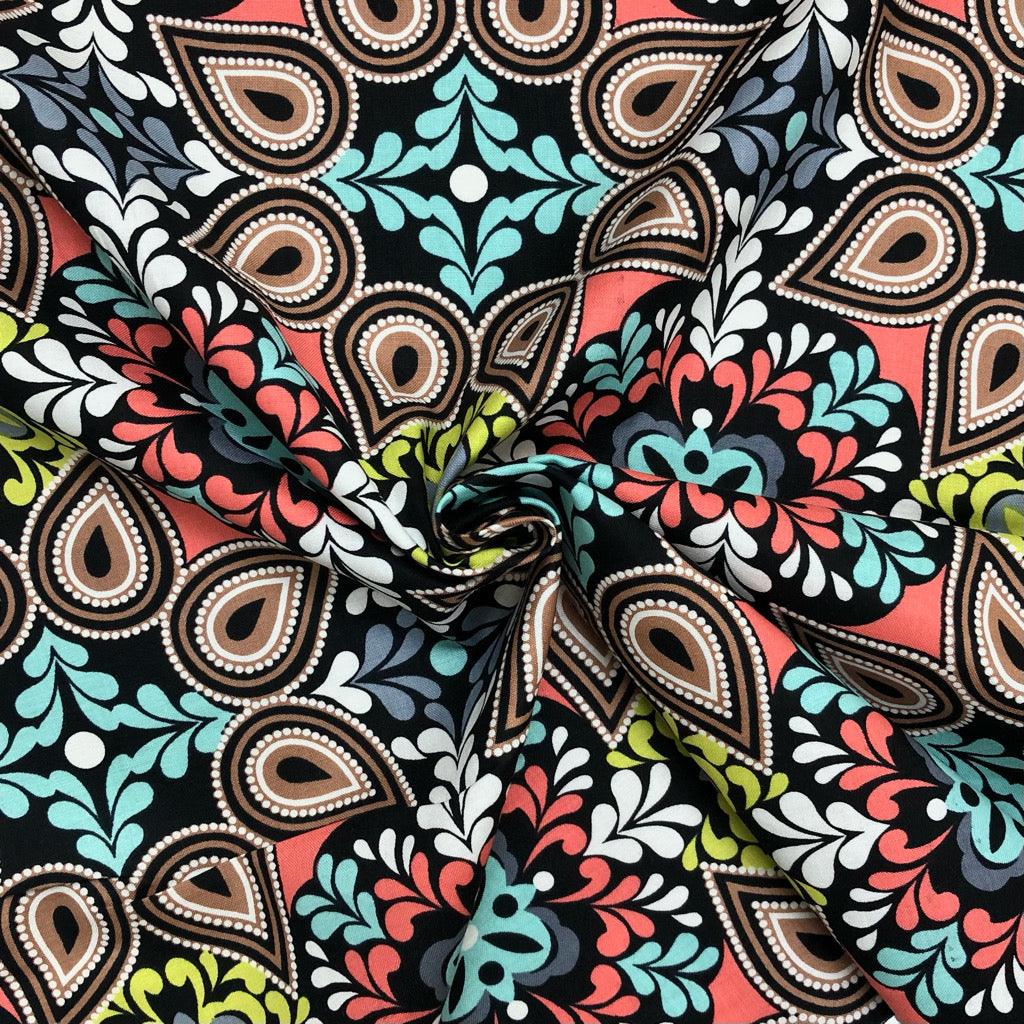 Multicoloured Flower Drops Cotton Poplin Fabric - 58" wide - Pound Fabrics
