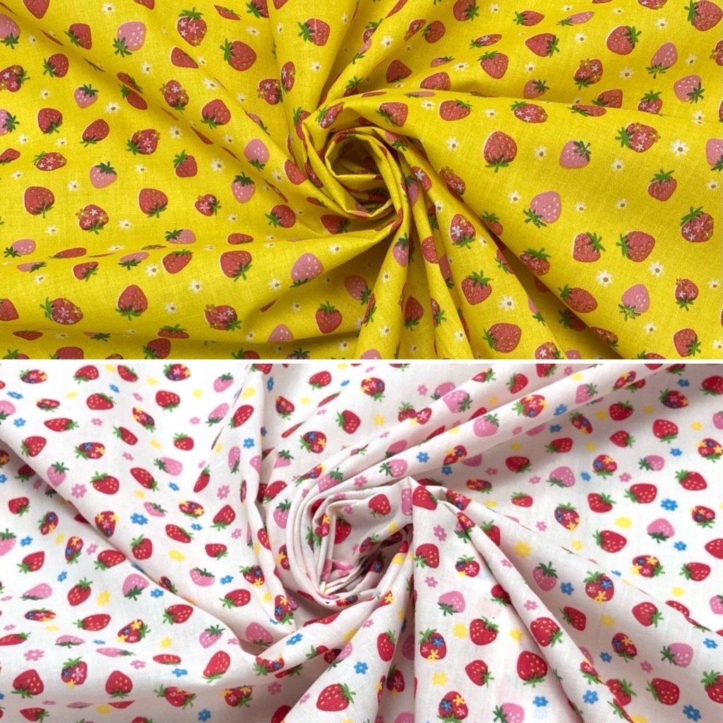 Strawberry Polycotton Fabric (6552533008407)