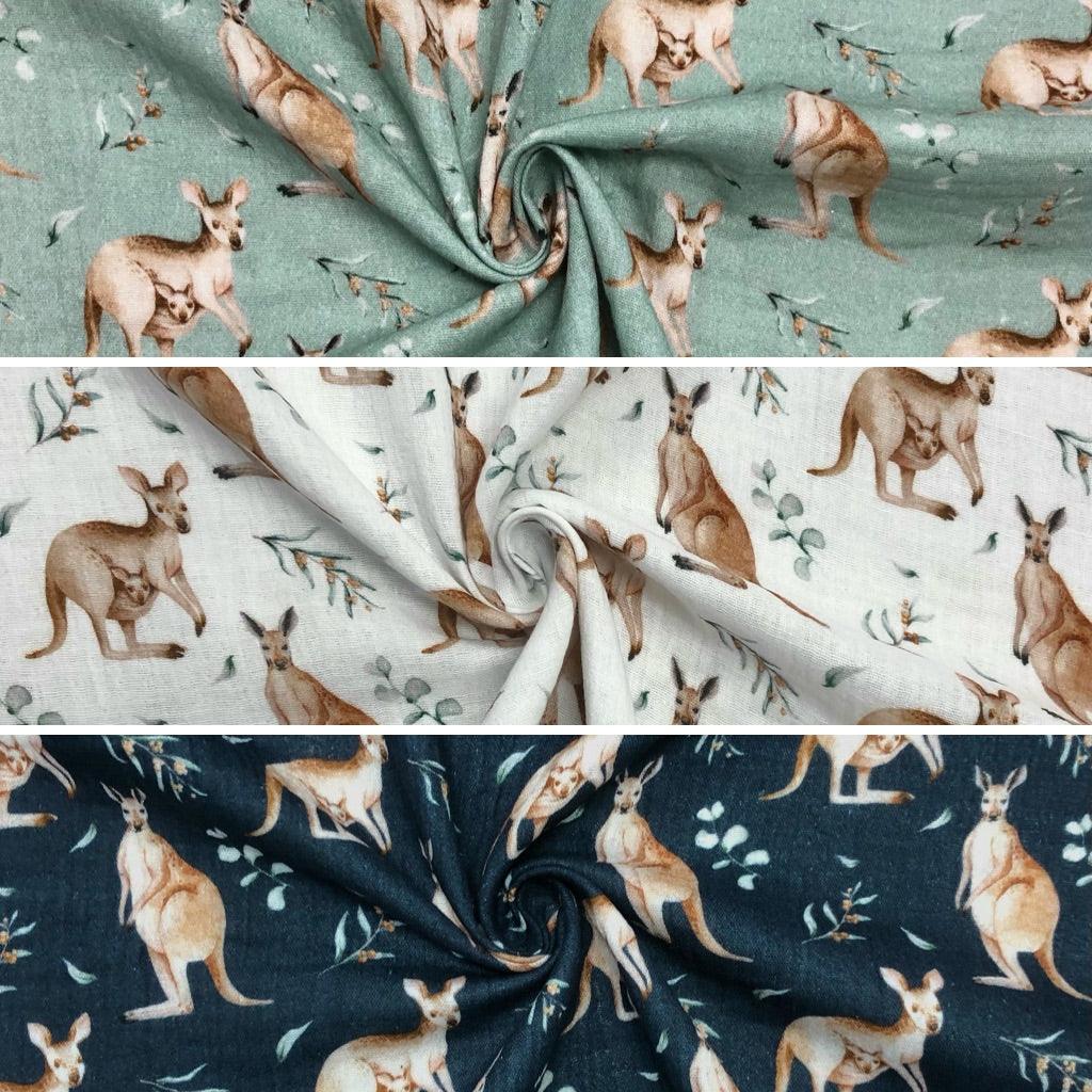 Kangaroos Double Gauze Fabric - Pound Fabrics