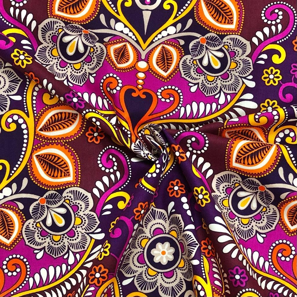Multicoloured Symmetrical Patterns Cotton Poplin Fabric - 58" wide - Pound Fabrics