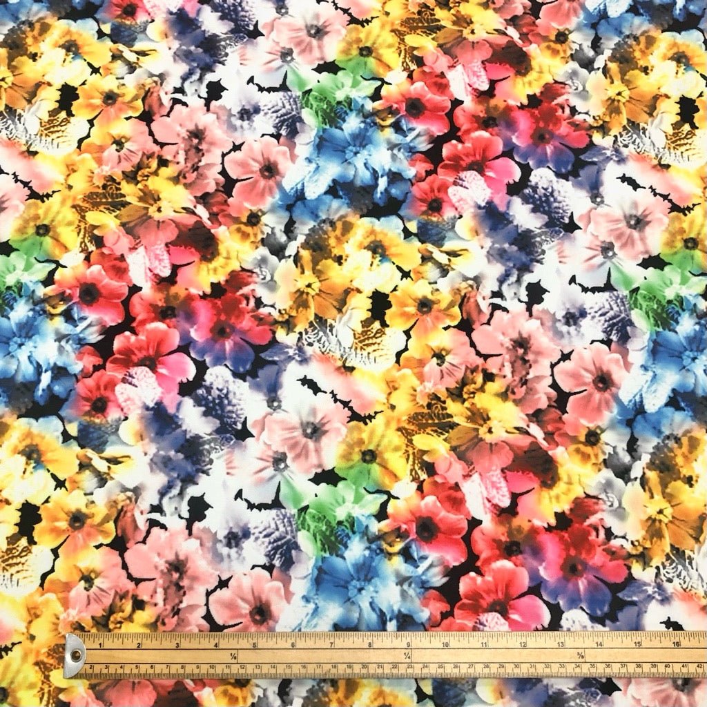 Rainbow Floral Cotton-Touch Polyester Fabric