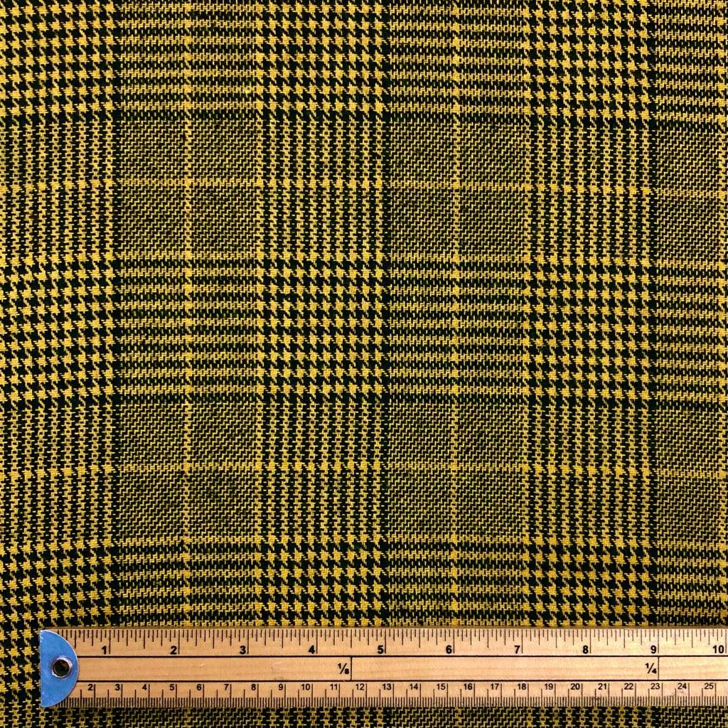 Mustard Brushed Checkered Wool Touch Fabric - Pound Fabrics
