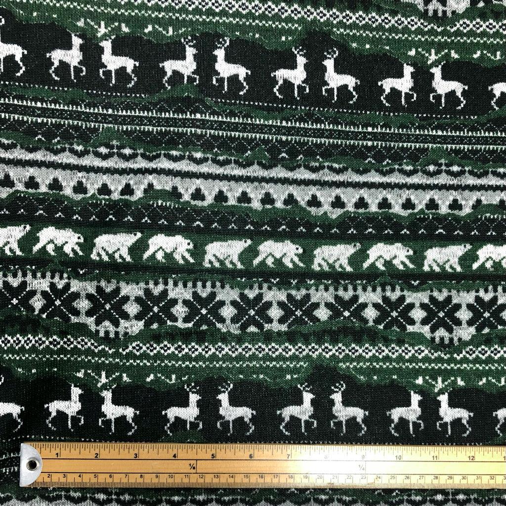Reindeers and Polar Bears Christmas Knit Fabric - Pound Fabrics