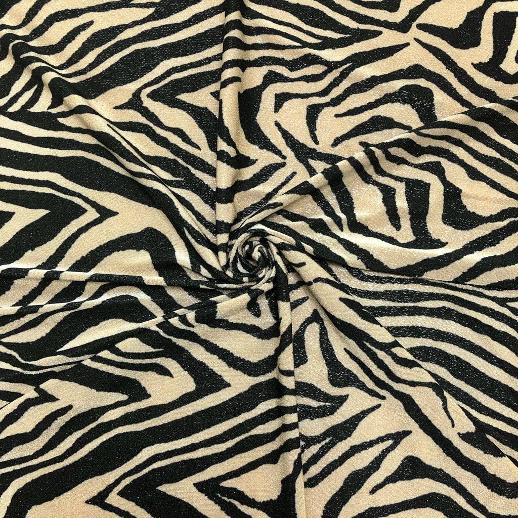 Zebra Printed Lurex Jersey Fabric - Pound Fabrics