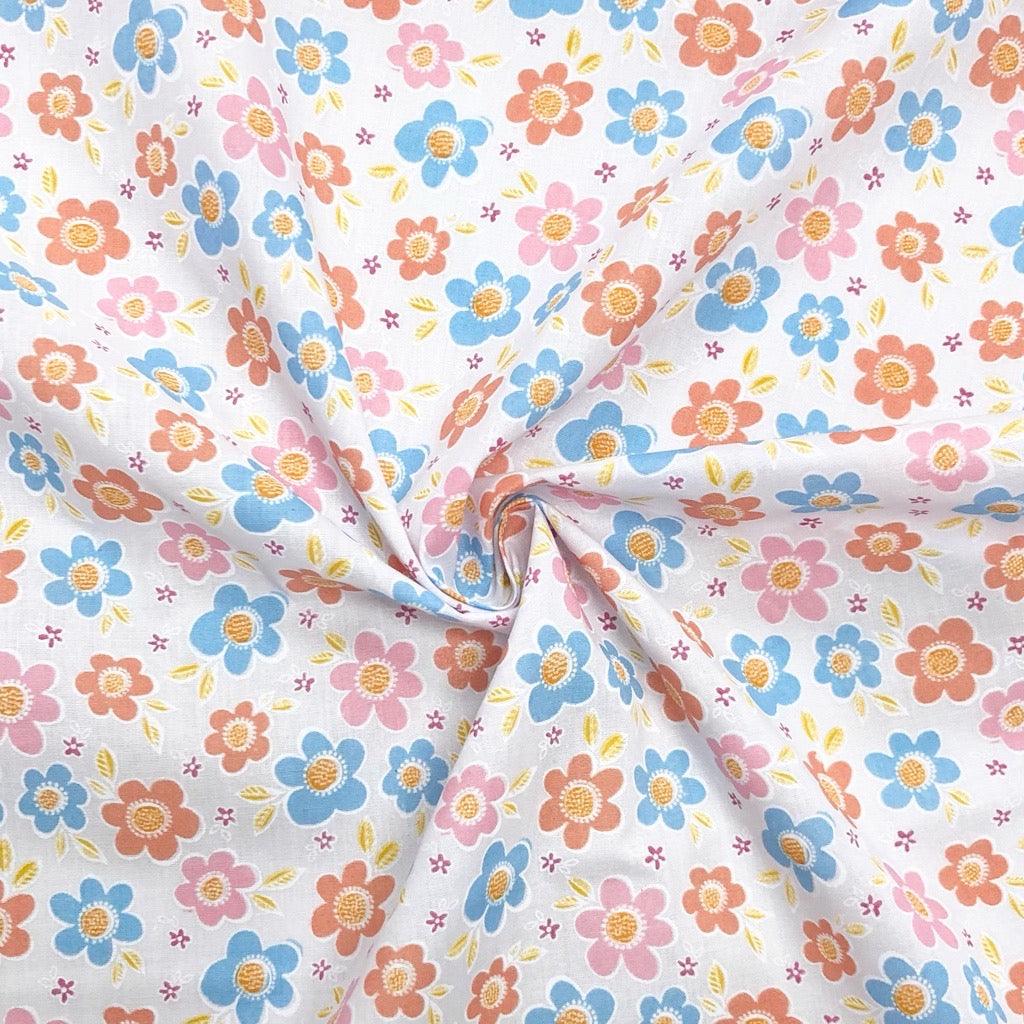 Cartoon Daisies Polycotton Fabric - Pound Fabrics