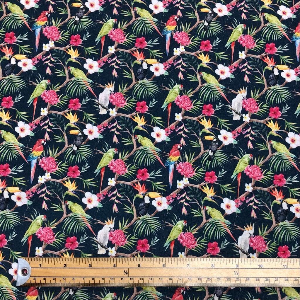 Tropical Birds and Flowers Cotton Fabric - Pound Fabrics