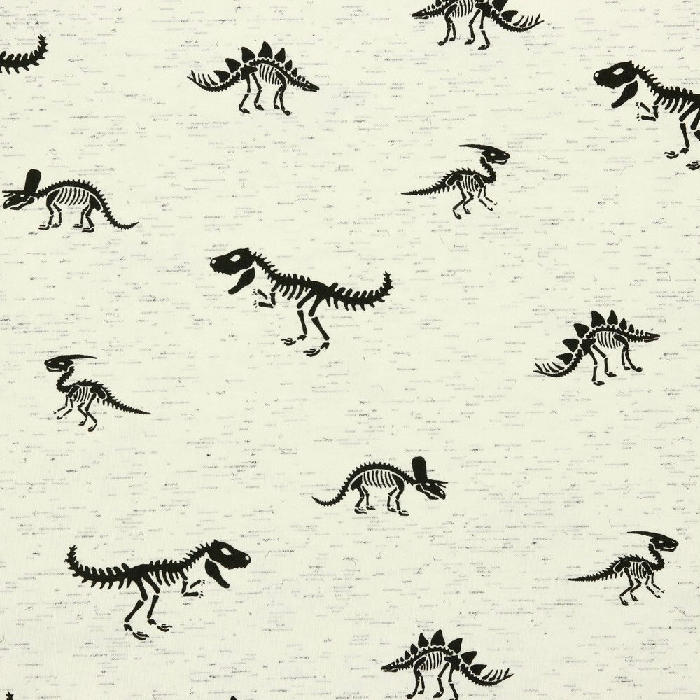 Skeleton Dinosaurs Cotton Jersey Fabric