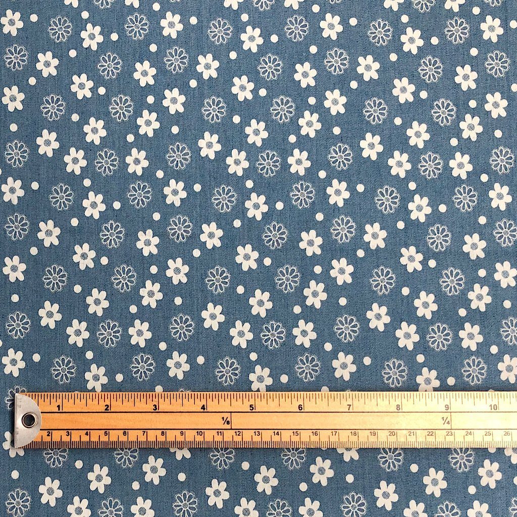 Floral Chambray Denim Fabric (6565556912151)