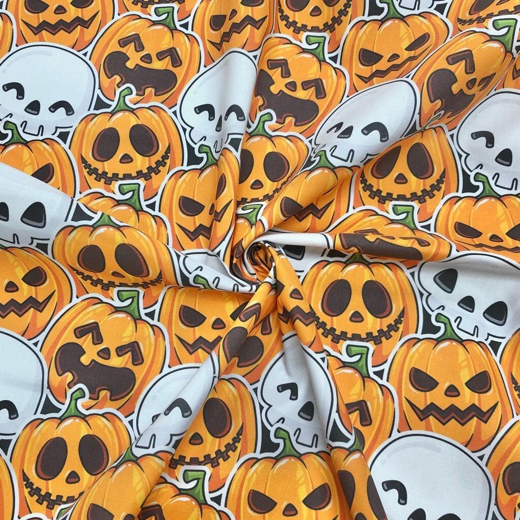 Pumpkin and Skulls Rose & Hubble Halloween Cotton Fabric - Pound Fabrics