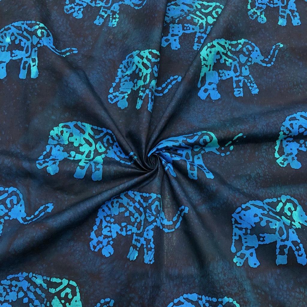 Elephants Cotton Batik Fabric - John Louden - Pound Fabrics