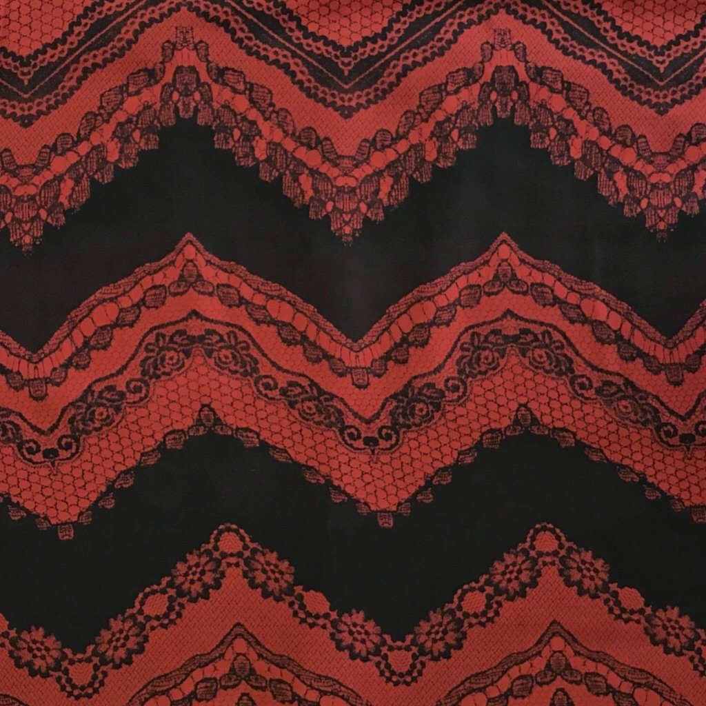 Red and Black Zig Zag Paisley Chiffon Fabric (4462283915287)