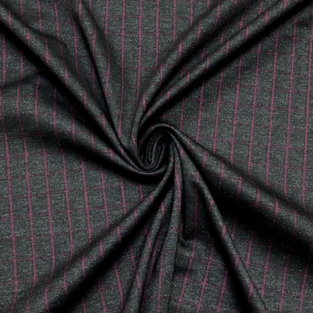 Checkered on Black Ponte Roma Fabric - Pound Fabrics