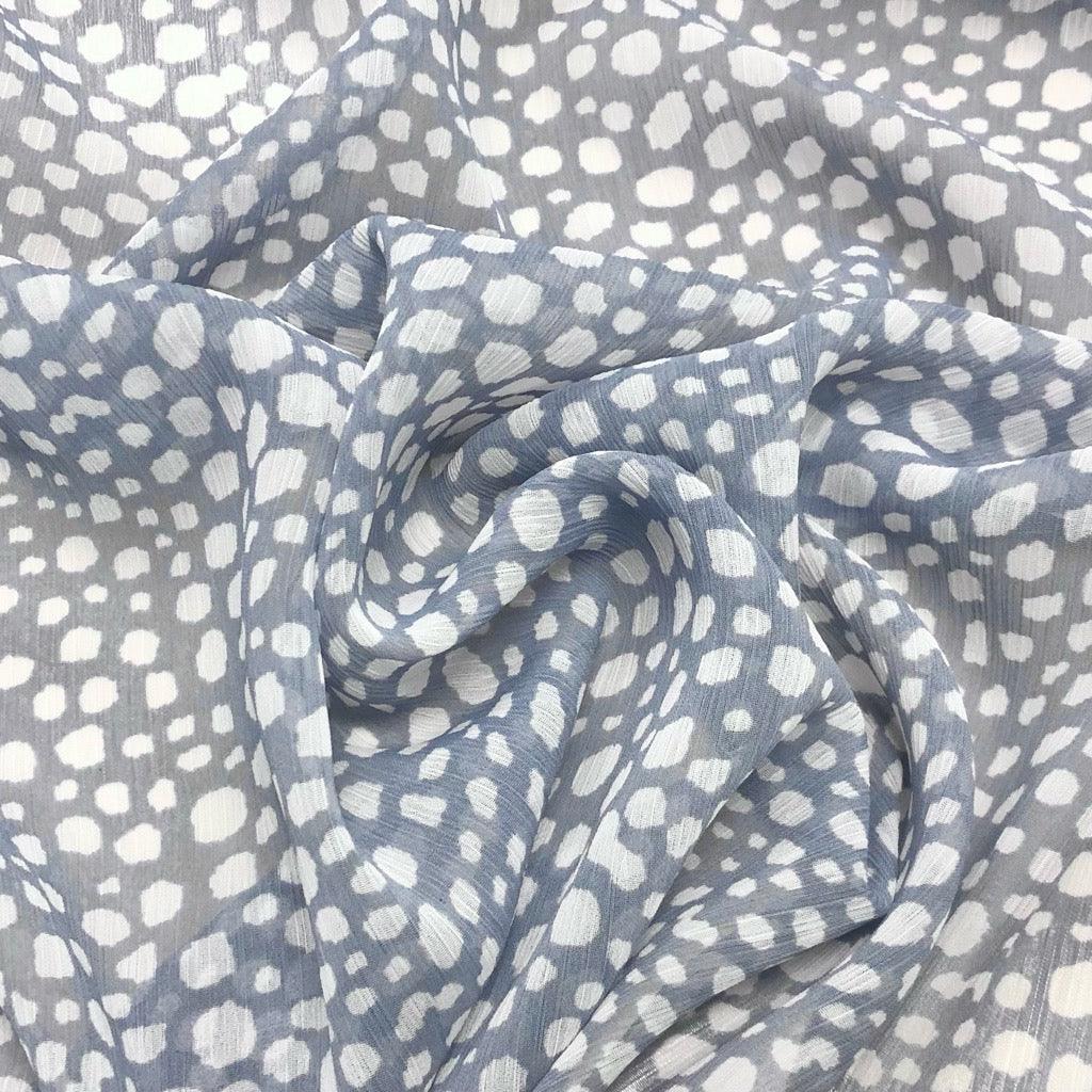 White Spots Crinkle Chiffon Fabric - 3m Pre-cut - Pound Fabrics