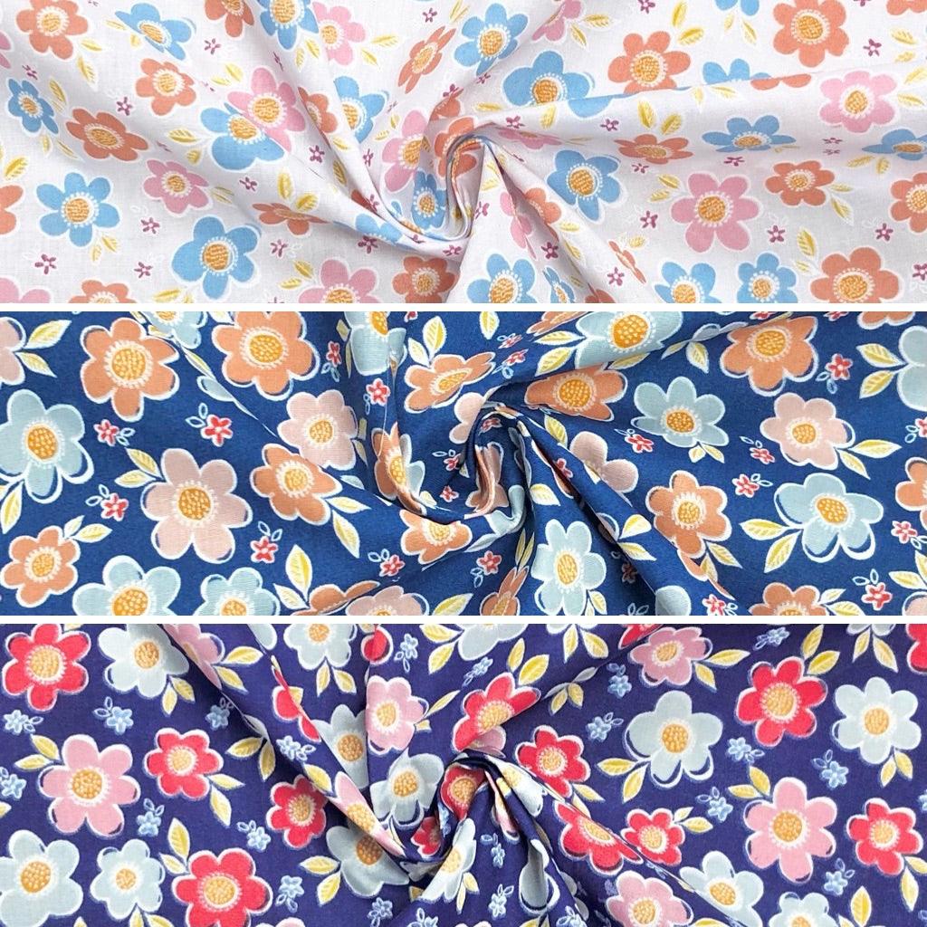Cartoon Daisies Polycotton Fabric - Pound Fabrics
