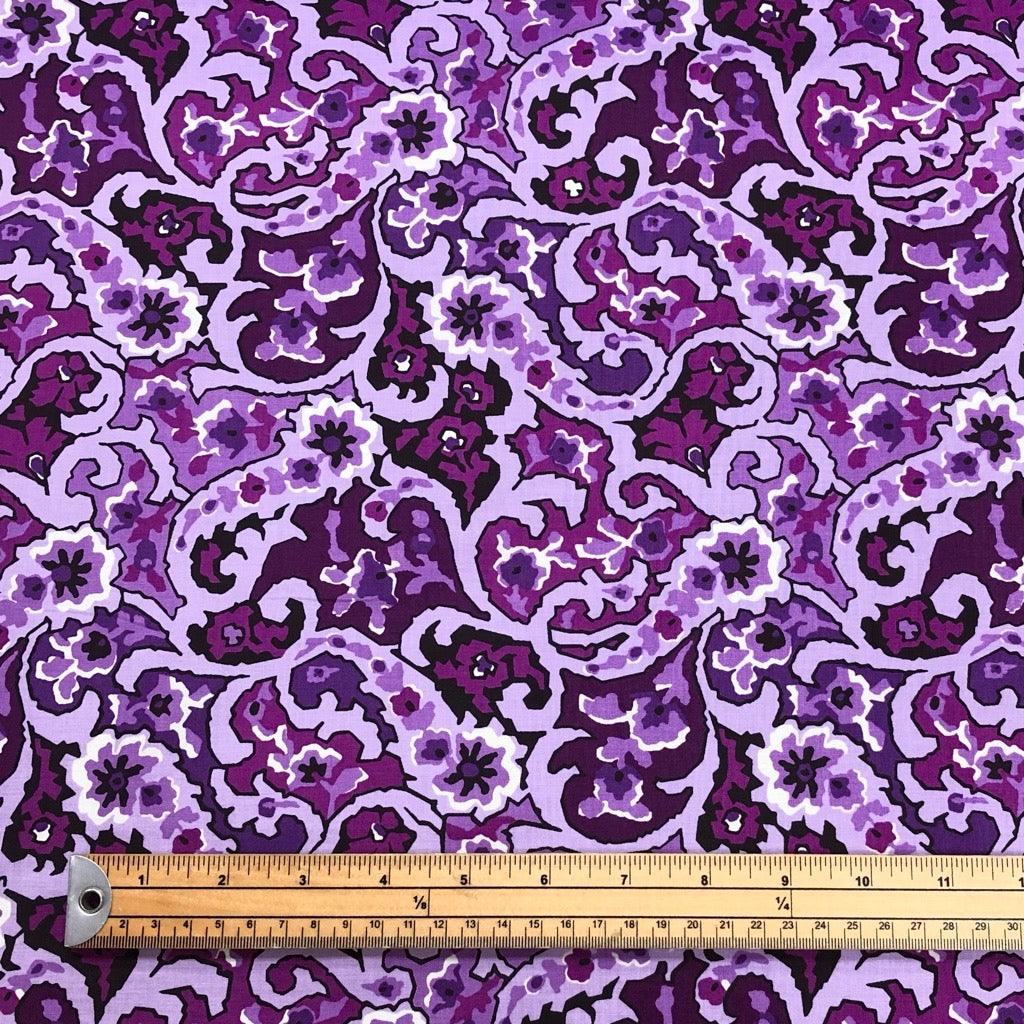 Abstract Purple Patterns Cotton Poplin Fabric - 58" wide - Pound Fabrics