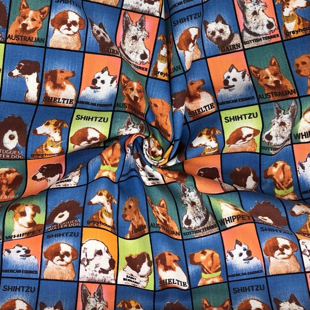 Dog Collage Cotton Canvas Fabric - Pound Fabrics