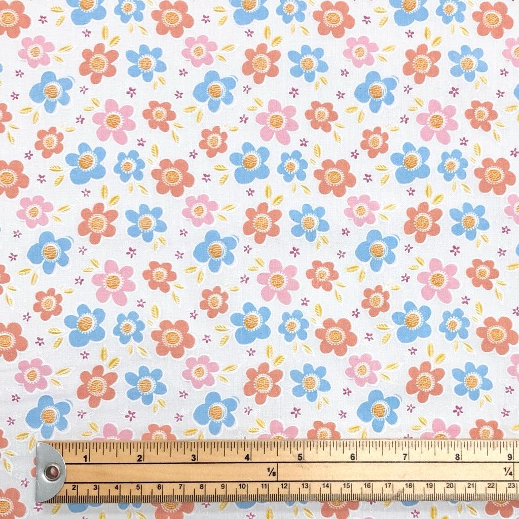 Cartoon Daisies Polycotton Fabric - Pound Fabrics