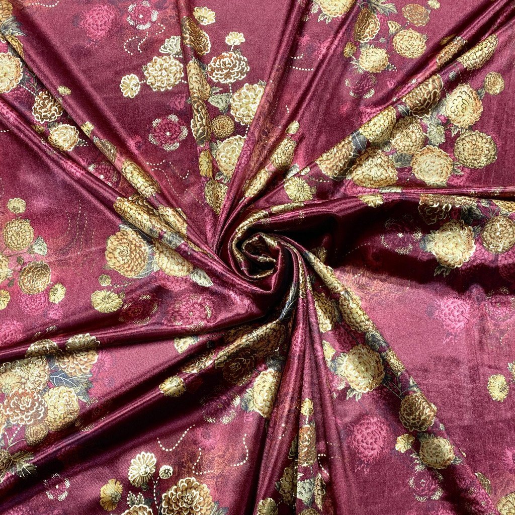 Round Flowers Foil Velvet Fabric