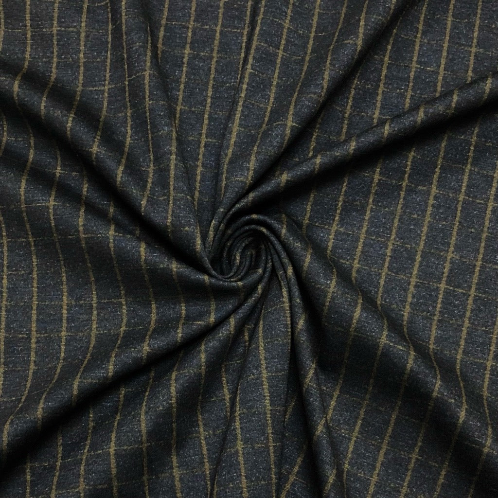 Checkered on Black Ponte Roma Fabric - Pound Fabrics