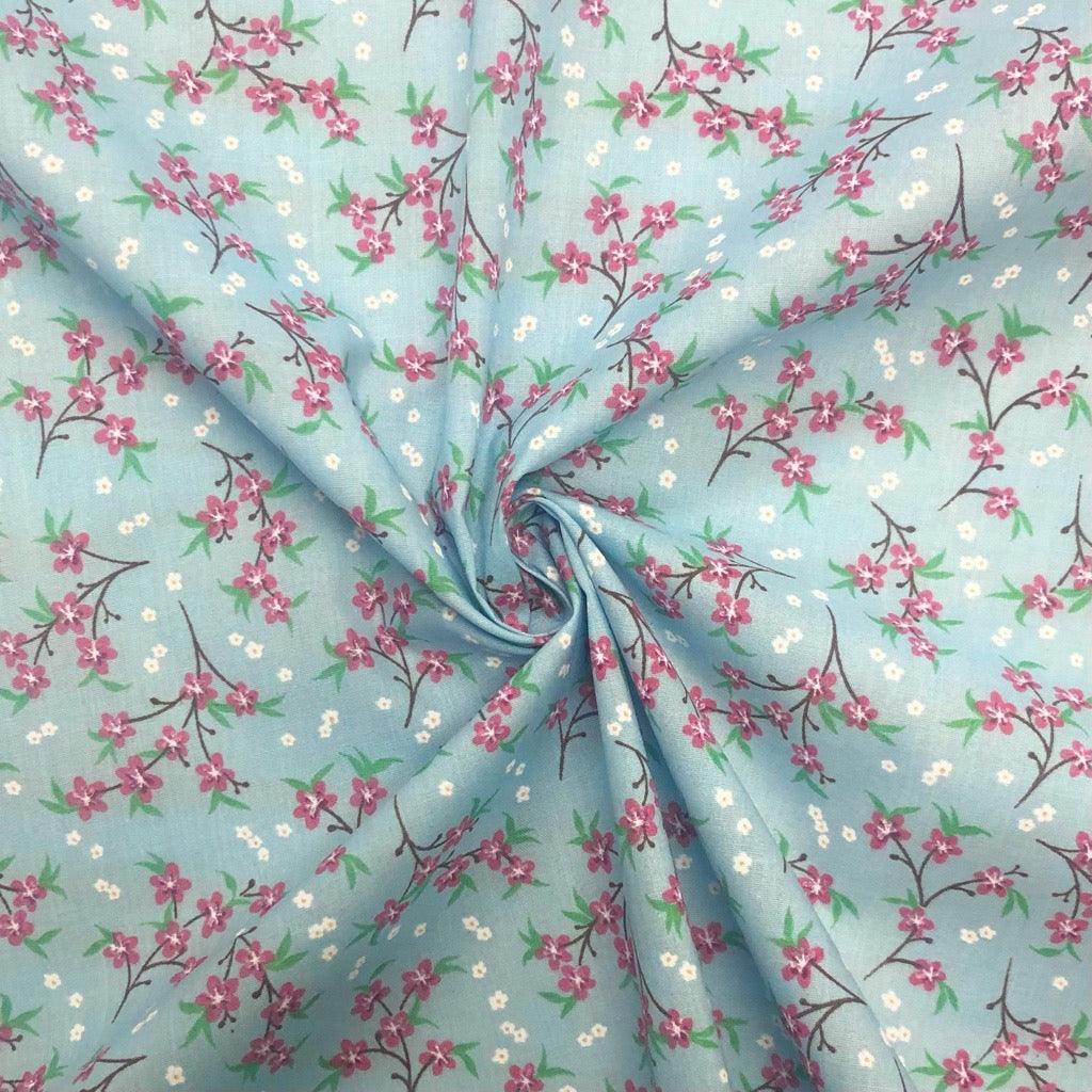 Spring Flower Branches Polycotton Fabric - Pound Fabrics