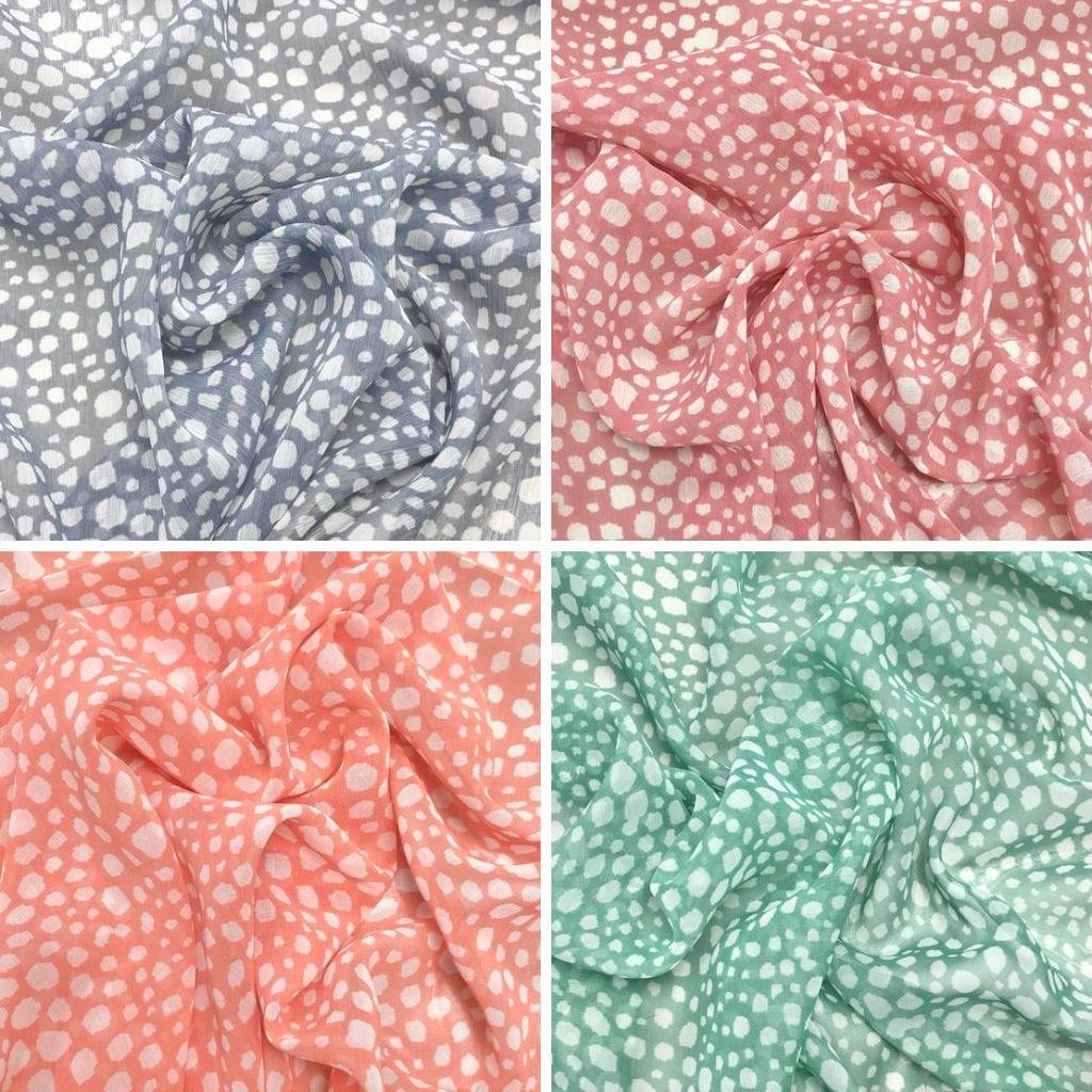 White Spots Crinkle Chiffon Fabric - 3m Pre-cut - Pound Fabrics