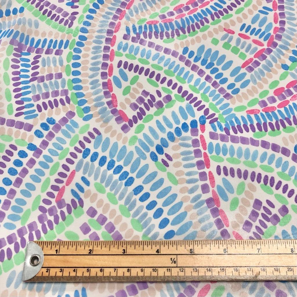 Colourful Shapes on Cream Chiffon Fabric - 3m Pre-cut - Pound Fabrics