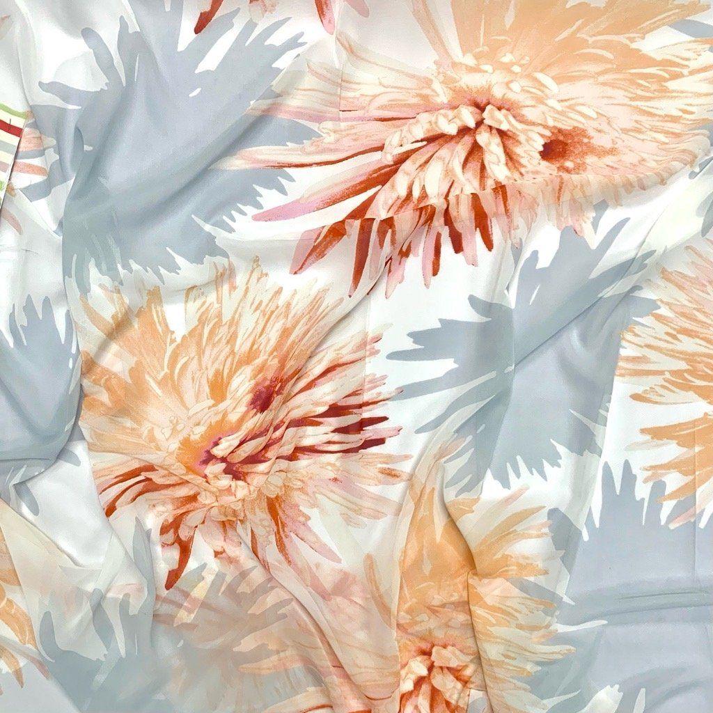 Large Orange Flowers Chiffon Fabric - Pound Fabrics