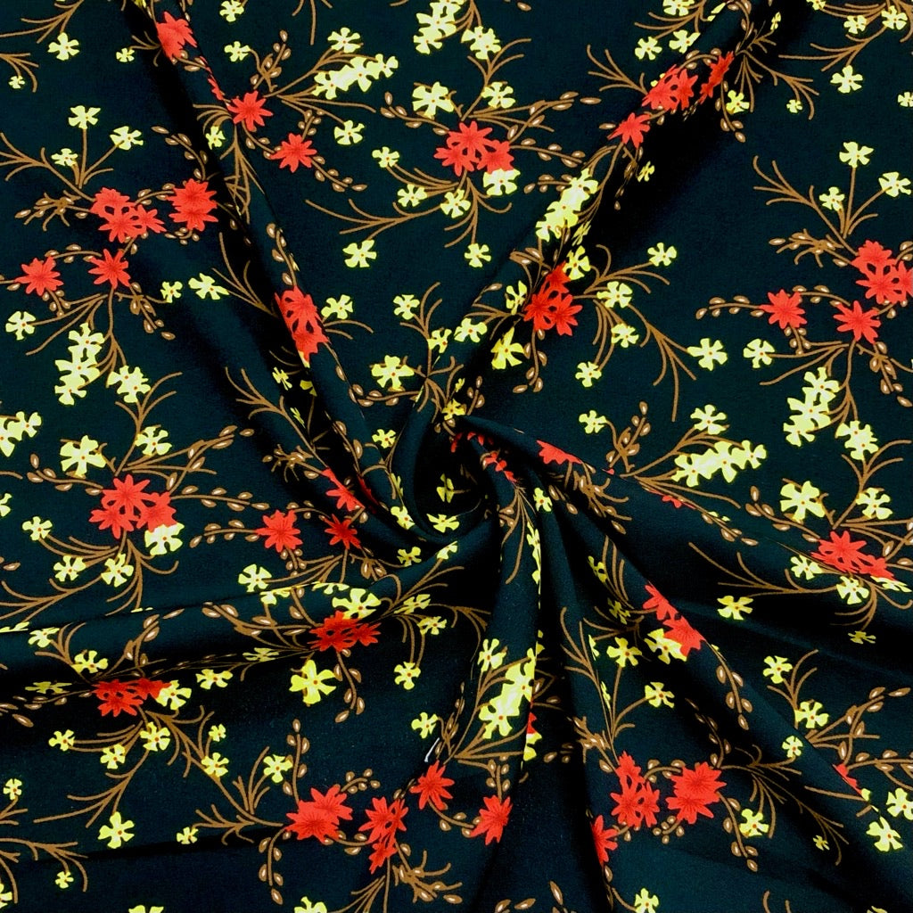 Two Colour Floral Crepe Fabric