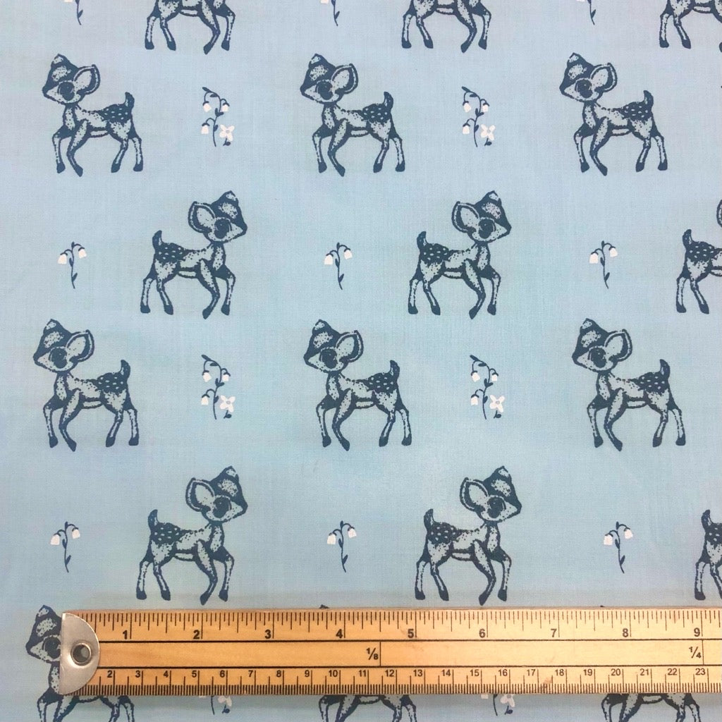 Baby Deers and Flowers Polycotton Fabric