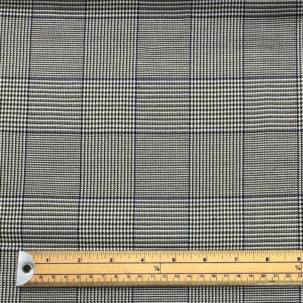 Blue and Khaki Checkered Suiting Fabric - Pound Fabrics