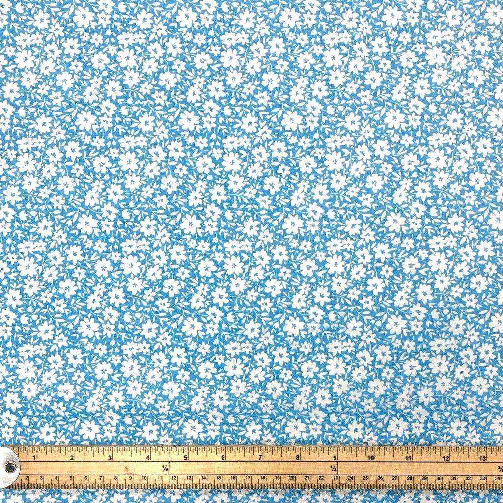 White Ditsy Floral Polycotton Fabric - Pound Fabrics
