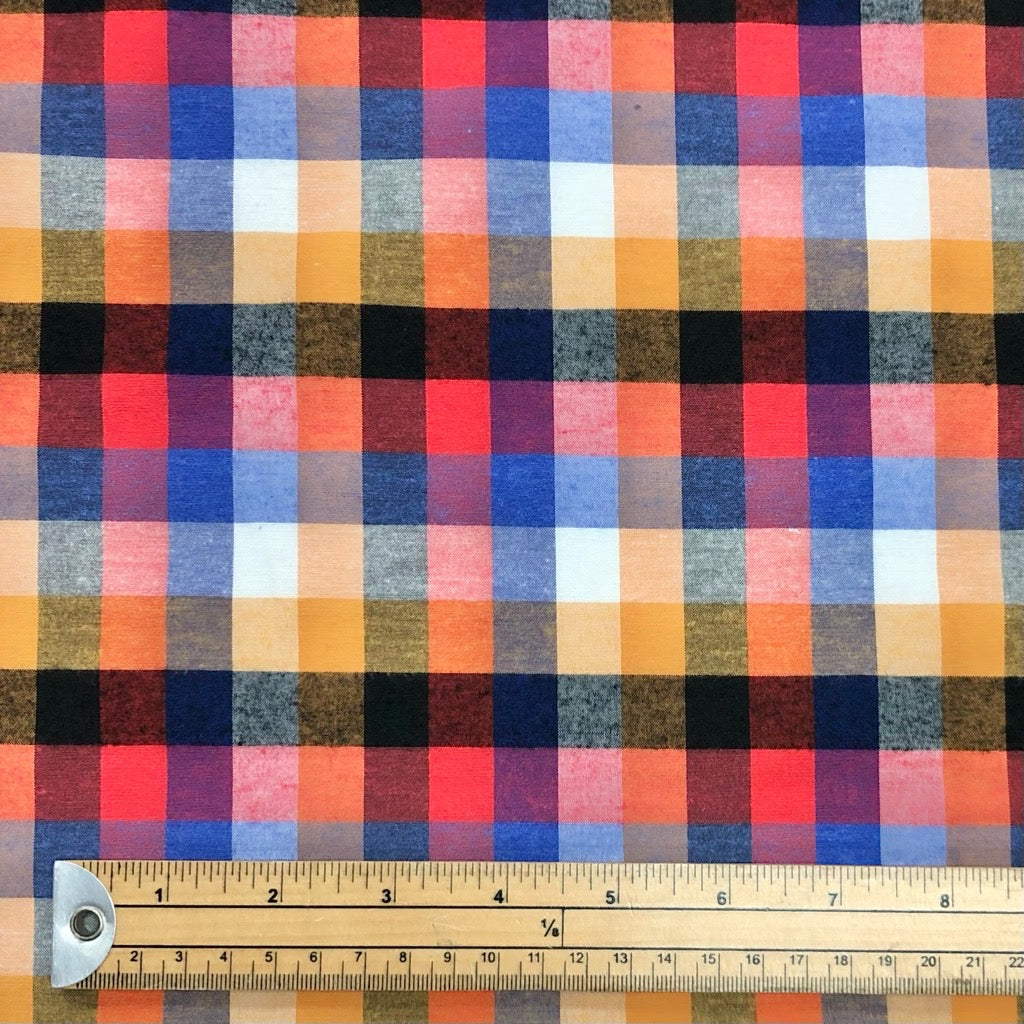 Multicoloured Checkered Polycotton Fabric - Pound Fabrics