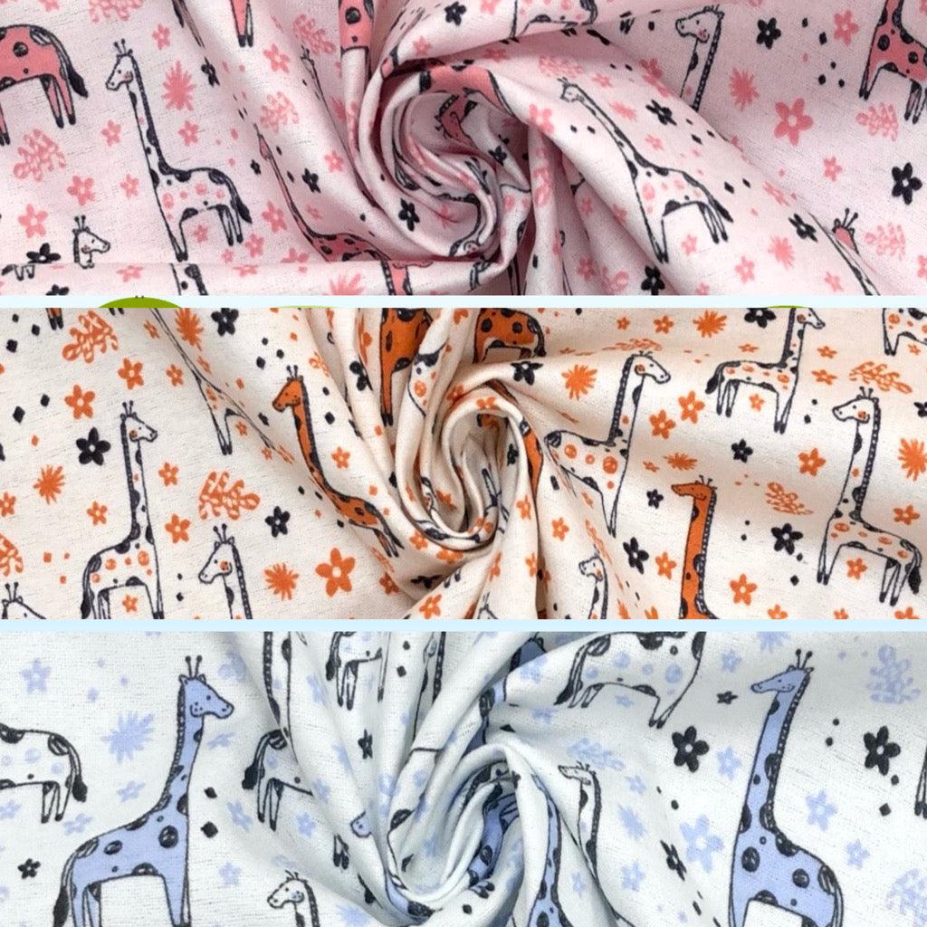 All Over Giraffes Brushed Cotton Fabric - Seconds - Pound Fabrics