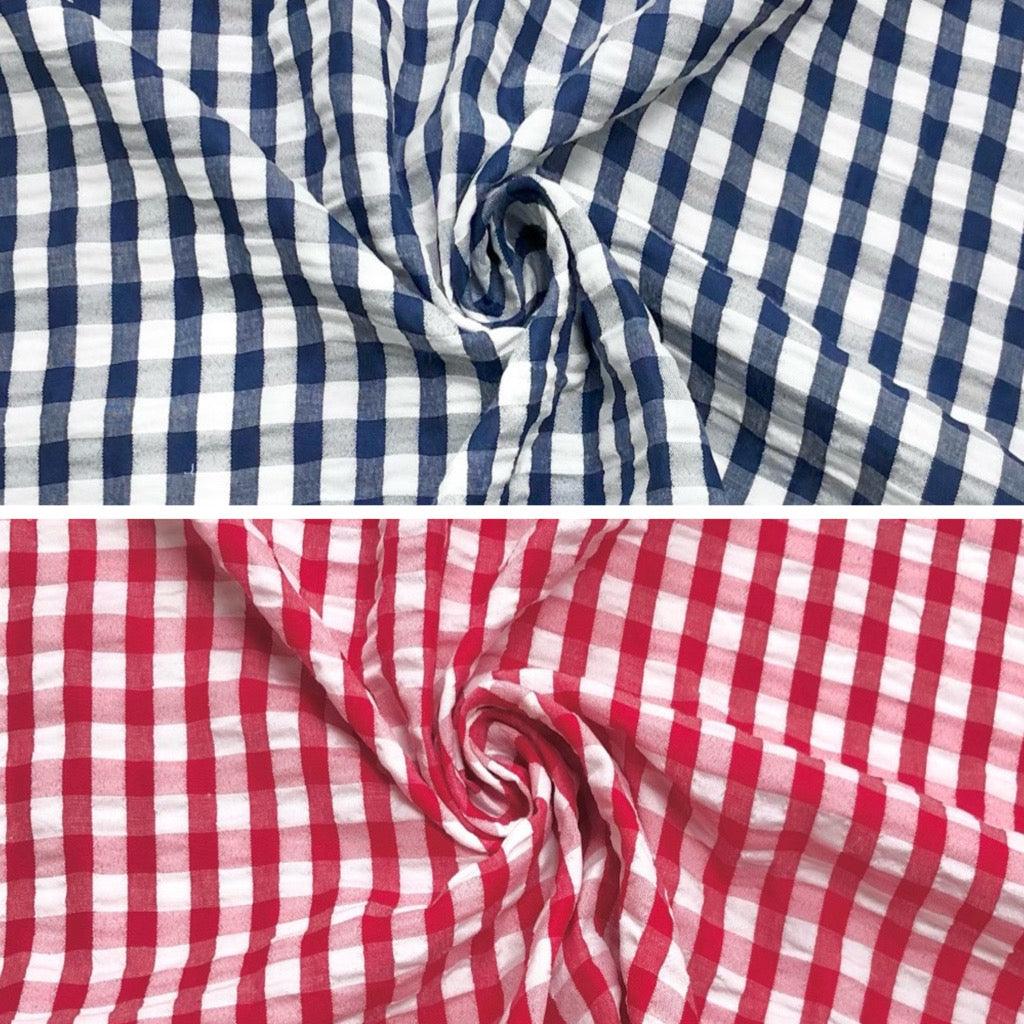 Checkered Seersucker Fabric - Pound Fabrics