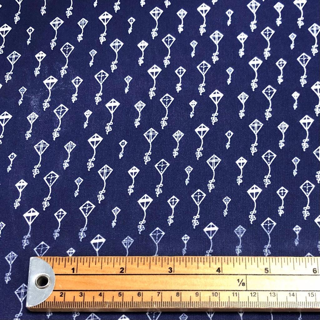 Kites on Navy Chiffon Fabric - 3m Pre-cut - Pound Fabrics